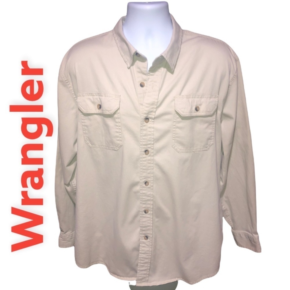 Wrangler button down beige shirt flex for comfort XL/TG